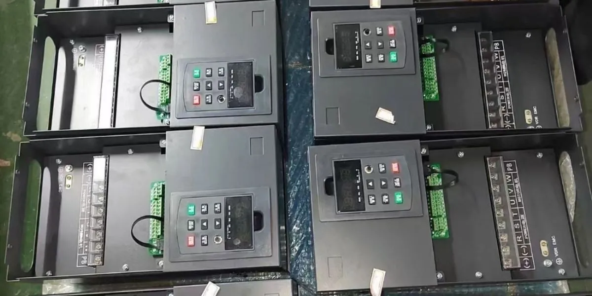 Technician performing VFD maintenance and inspection